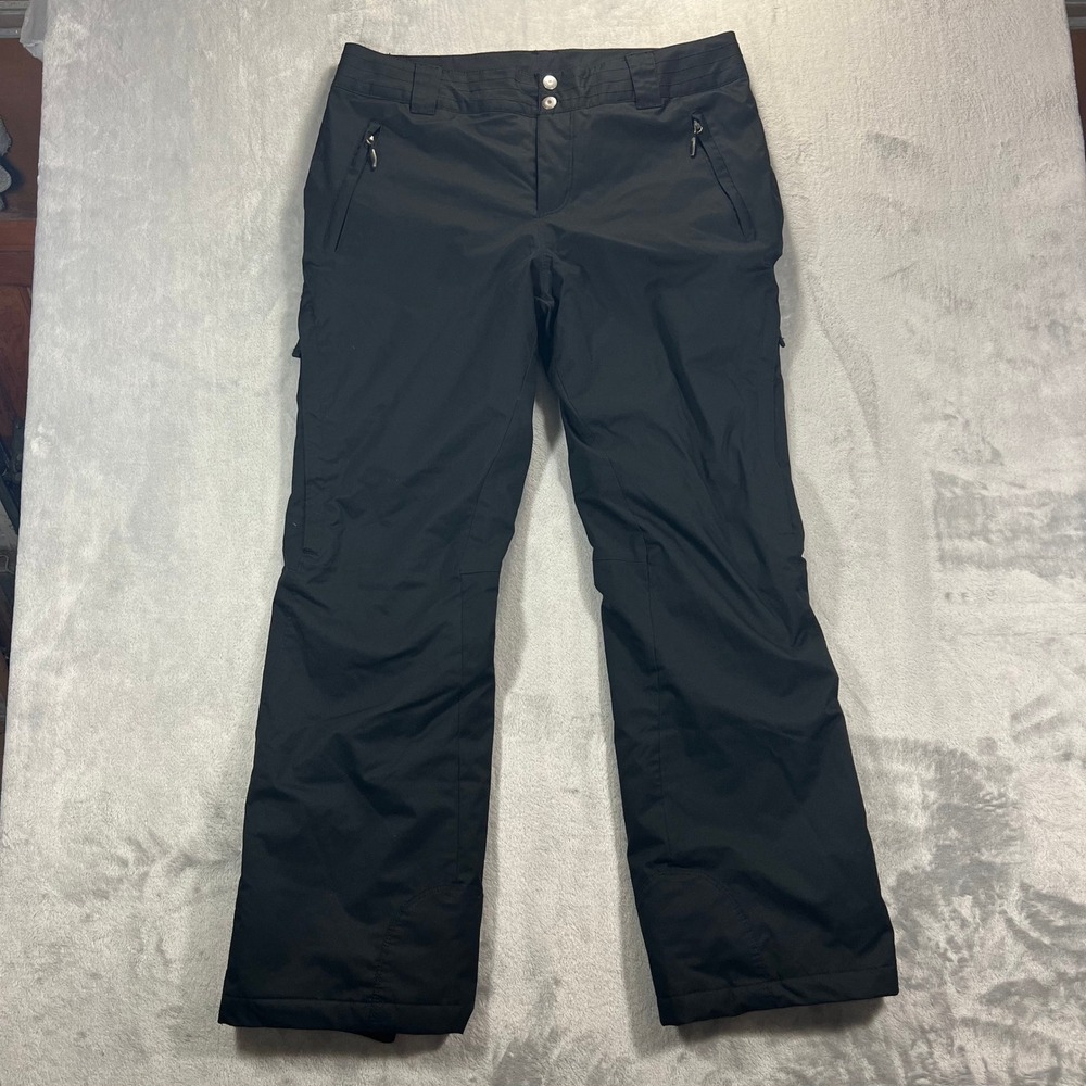 COLUMBIA Omni-Tech Snow Pants Womens L Black Waterproof Insulated Ripped Hems